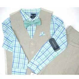 Nautica Boys’ Set with Dress Shirt, Tie, Vest, and Pants