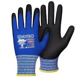 KAYGO KG18N Men’s Work Gloves 3 Pairs Non-Slip Wear-resistant Lightweight Oil-resistant Microfoam Nitrile Coated Protective Gloves for Work Car Workshop DIY Assembly