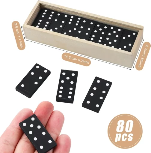 Mini Wooden Dominoes Set 1 Set Miniature Classic Board Games Wooden Travel Box Educational with Wood Case for Teens and Adults - Image 2