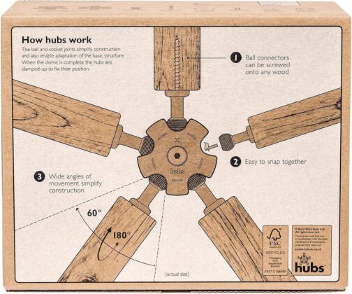 Hubs Geodesic Dome Kit - Scalable - DIY - Garden Building - Architecture - Buckminster Fuller - Arbour - Fruit Cage - 26pcs - Image 4