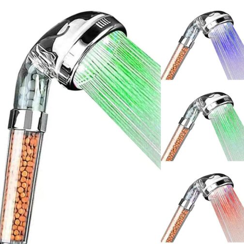 Led Shower Head, Led Shower Head Color Changing by Water Temperature, 3 Colors Shower Led Lights