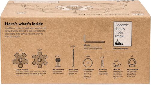 Hubs Geodesic Dome Kit - Scalable - DIY - Garden Building - Architecture - Buckminster Fuller - Arbour - Fruit Cage - 26pcs - Image 3