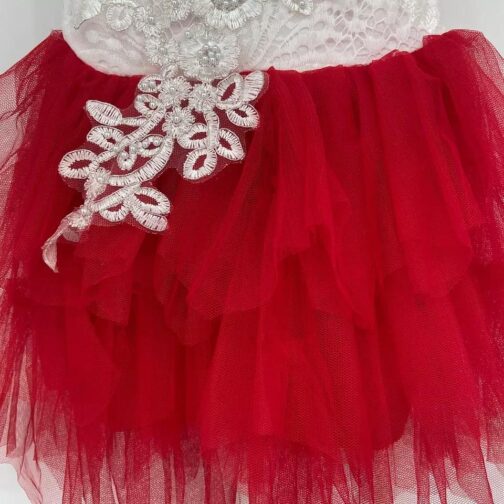 NNJXD Girls Boho Chic Flower Girl Dance Recital Lace Tiered Tutu Dress Red - Image 3