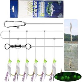 FedMois Pack of 15 Sea Leaders Herring Leaders Leader Grains Luminous with Hooks for Sea Fishing