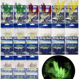 FedMois Pack of 15 Sea Leaders Herring Leaders Leader Grains Luminous with Hooks for Sea Fishing