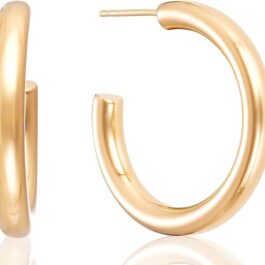 14K Gold Hoop Earrings for Women, Thick Infinity Gold Hoop Earrings