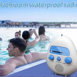 Waterproof Shower Radio, Splash Proof AM FM Radio with Rotating Knob, Built in Speaker, Adjustable Volume, for Bathroom Outdoor Use