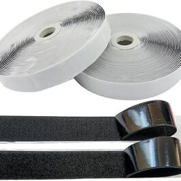 1 Inch Wide Hook and Loop Tape with Heavy Duty Adhesive (Black)