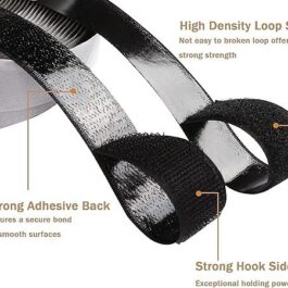 1 Inch Wide Hook and Loop Tape with Heavy Duty Adhesive (Black)