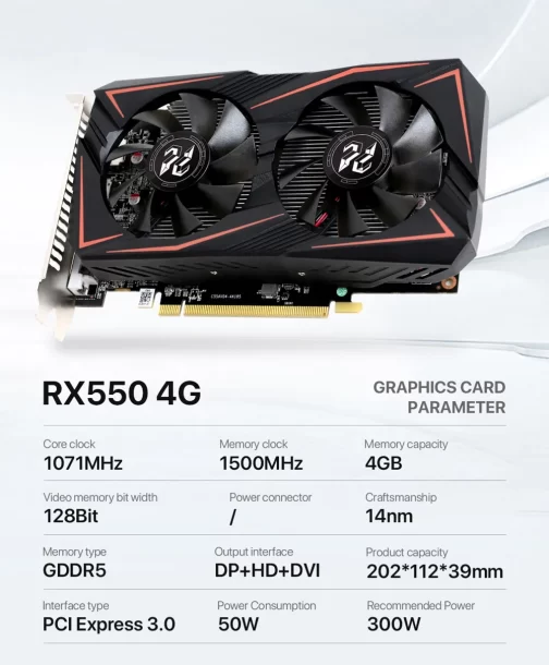 PELADN RX 550 4GD5 V2 Dual Fan Gaming Graphics Card - Image 3