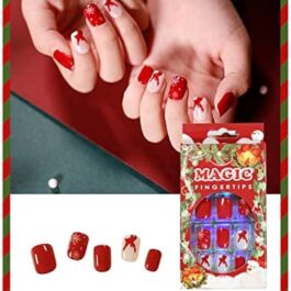 BSLVWG 24 Pieces False Christmas Nails