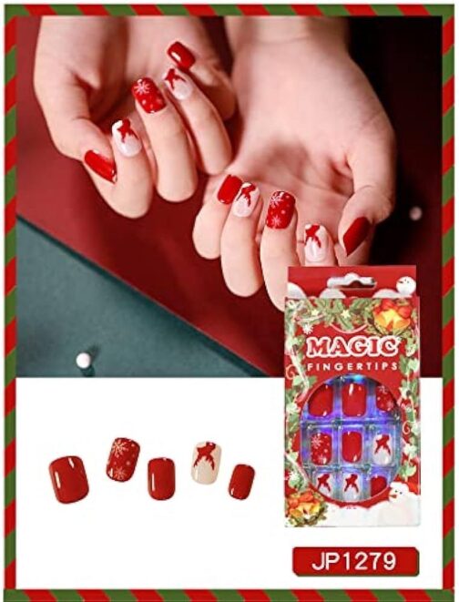 BSLVWG 24 Pieces False Christmas Nails - Image 2