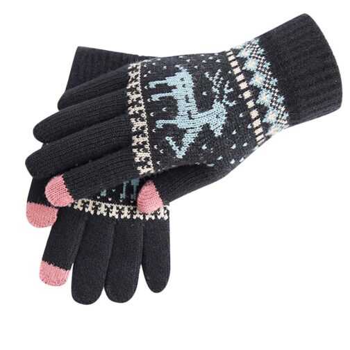 Women's Winter Touch Screen Gloves Christmas Printed - Image 3