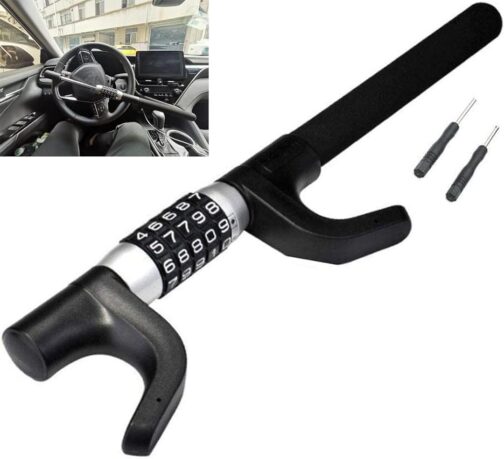 Vechkom Steering Wheel Lock - 5-Digit Combination Anti-Theft Security for Cars & SUVs