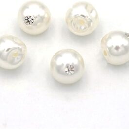 10Pcs Metal Mini Buttons Ball Pearl