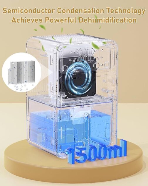 JERVAMNI- Dehumidifier, Low Consumption Quiet Small Dehumidifier with LCD Display - Image 3