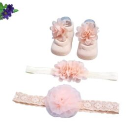 MOMISY Baby Girl’s Ankle Length Cotton Blend Socks With 2 Headbands