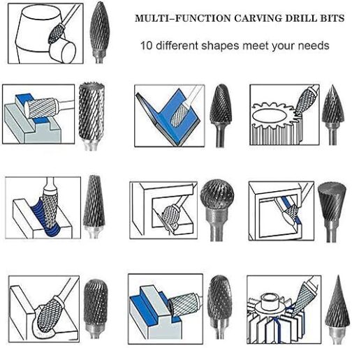 Freewalk Aluminum Cutting Bits Carbide Burr Set-10 Pieces - Image 4