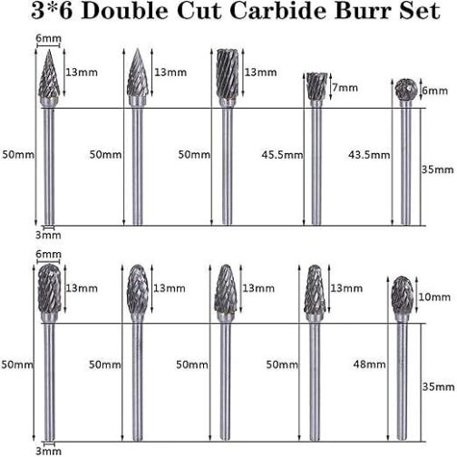 Freewalk Aluminum Cutting Bits Carbide Burr Set-10 Pieces - Image 3