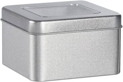 Empty Clear Can- Tin Silver Storage Box