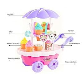 Qbic 28PCS Set Kids Children Girls Ice Cream Cart Toy