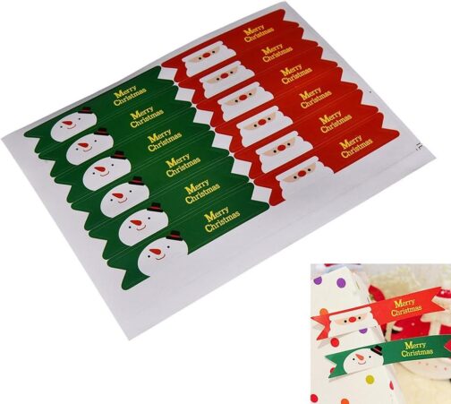 9 Sheets 2.75 * 0.47" Snowman Merry Christmas Adhesive Label Badge