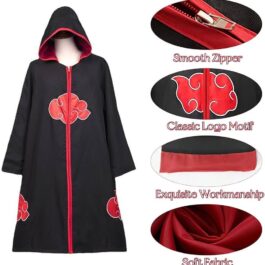 Venzina Hooded Akatsuki Cloak Itachi Uchiha Anime Cosplay Costume for Men Women