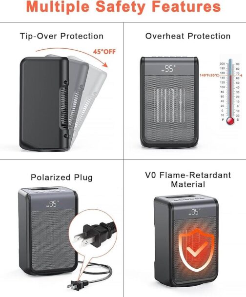 TriPole Space Heater Portable Electric Heater with Thermostat - Image 3