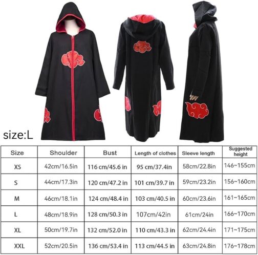 Venzina Hooded Akatsuki Cloak Itachi Uchiha Anime Cosplay Costume for Men Women - Image 3