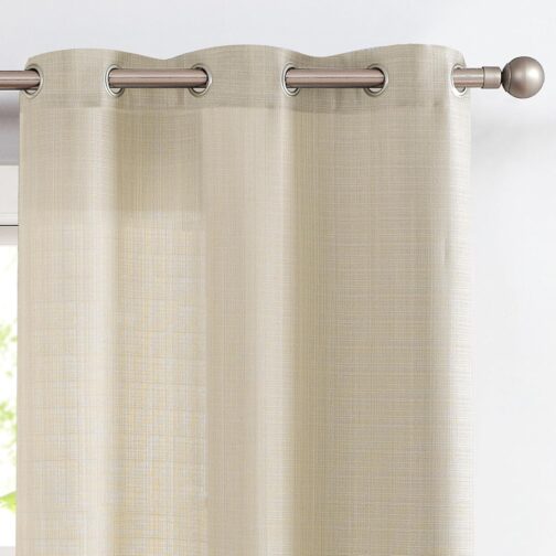 Faux Linen Curtains Cream Light - Image 4