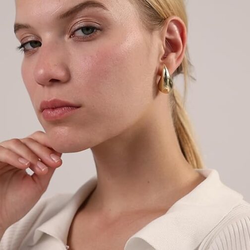 Teardrop Earring Oversized Chunky Gold - Image 2