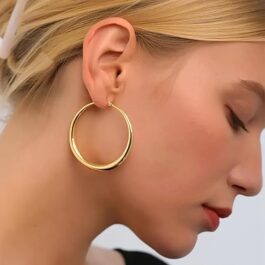 50mm Wide Gold Hoop Earrings for Women,