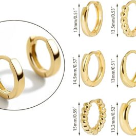 4 Pairs Small Gold Hoop Huggie Earrings for Women