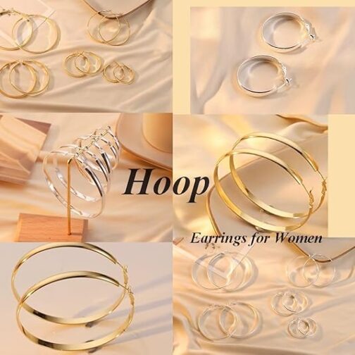 50mm Wide Gold Hoop Earrings for Women,