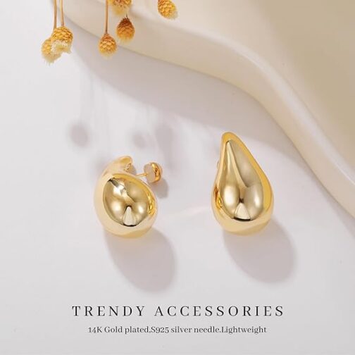 Teardrop Earring Oversized Chunky Gold - Image 3