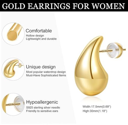 Teardrop Earring Oversized Chunky Gold - Image 4