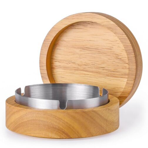 Wooden Ashtray with Lid for Smokers - Image 6