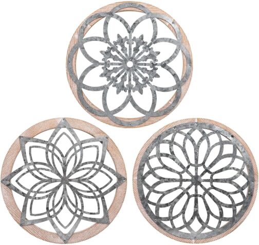 Pack of 3 Rustic Wall Decoration Round Farm