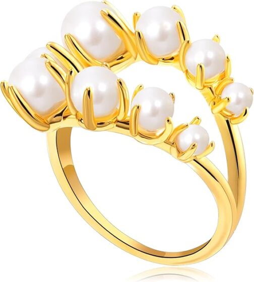 Kenivira 18K Gold Plated Pearl Ring - Image 2