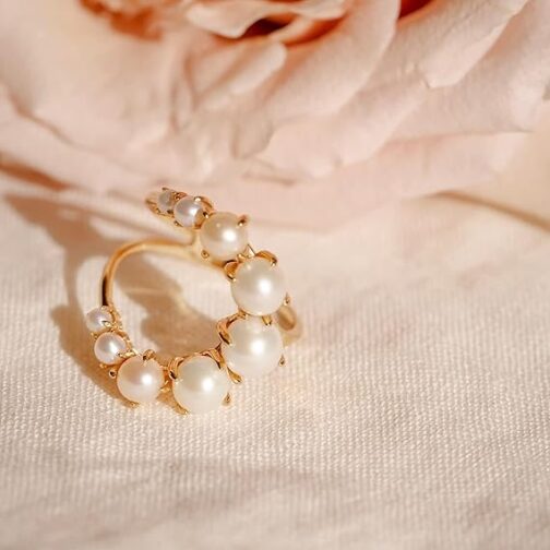 Kenivira 18K Gold Plated Pearl Ring - Image 4