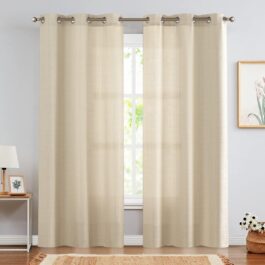 Faux Linen Curtains Cream Light