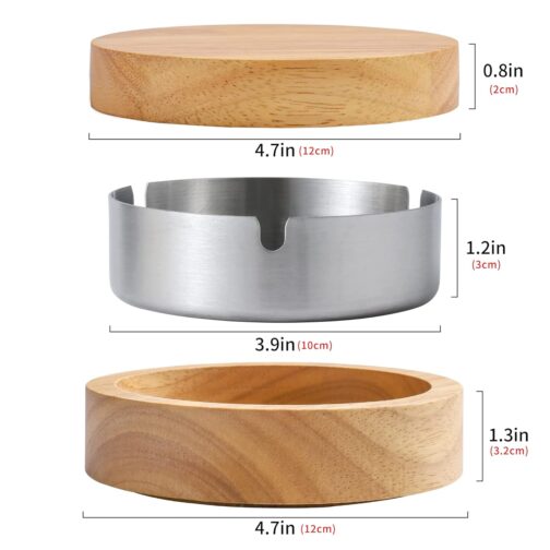 Wooden Ashtray with Lid for Smokers - Image 2