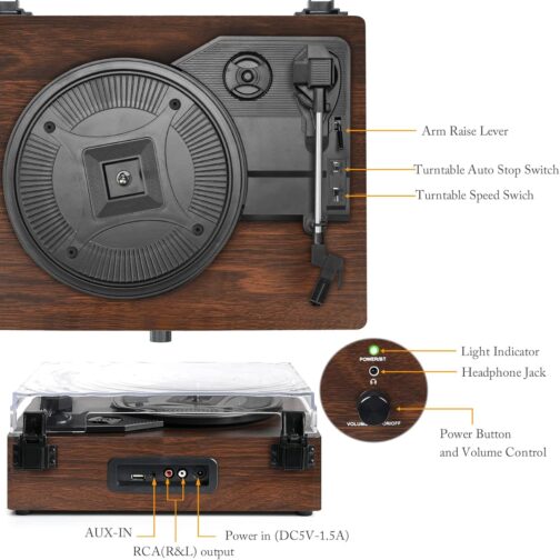 Vinyl Record Player Wireless Turntable