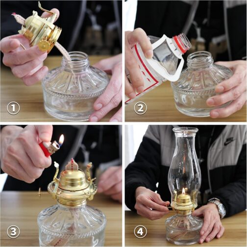 Oil Lamp for Indoor Use Vintage Glass - Image 3