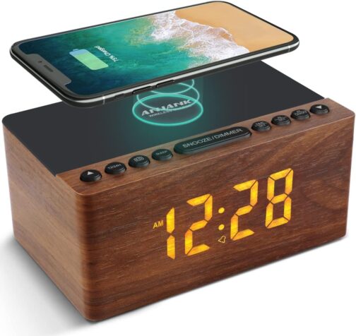 ANJANK Bedside Wooden FM Radio Alarm Clock - Image 10