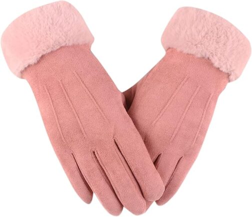 Women Warm Suede Gloves