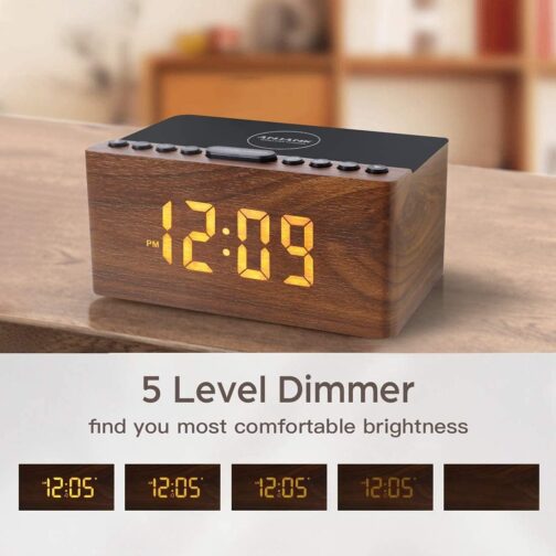 ANJANK Bedside Wooden FM Radio Alarm Clock - Image 8