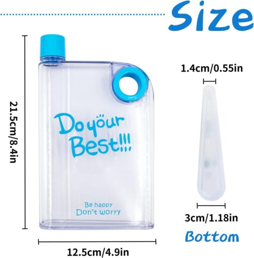 Clear Reusable Slim Flat Water Bottle - Image 3