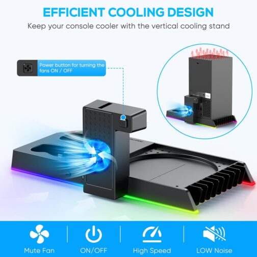 FASTSNAIL 6in1 Vertical Cooling Stand with LED Light for Xbox Series X - Image 4