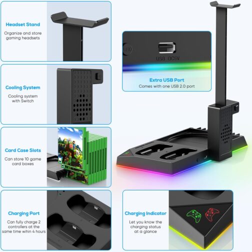 FASTSNAIL 6in1 Vertical Cooling Stand with LED Light for Xbox Series X - Image 3